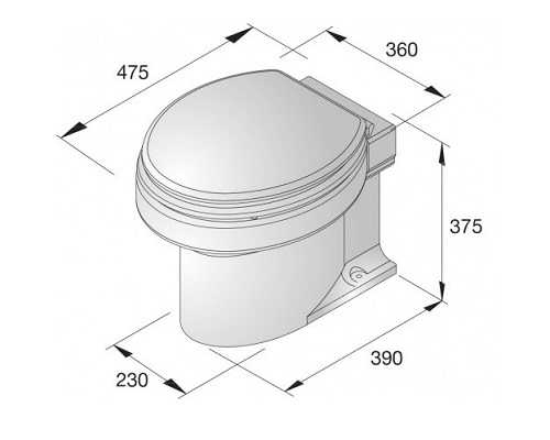 VETUS SOFT CLOSE TOILET TYPE TMWQ, 12 VOLT - Image 2